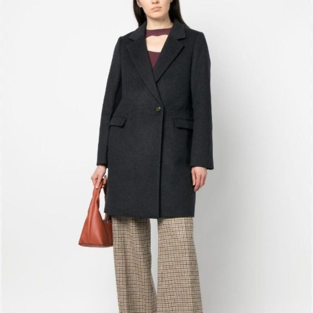 Scotch & Soda Charcoal Wool Blend Mid Length Coat Medium Single Breasted Jacket